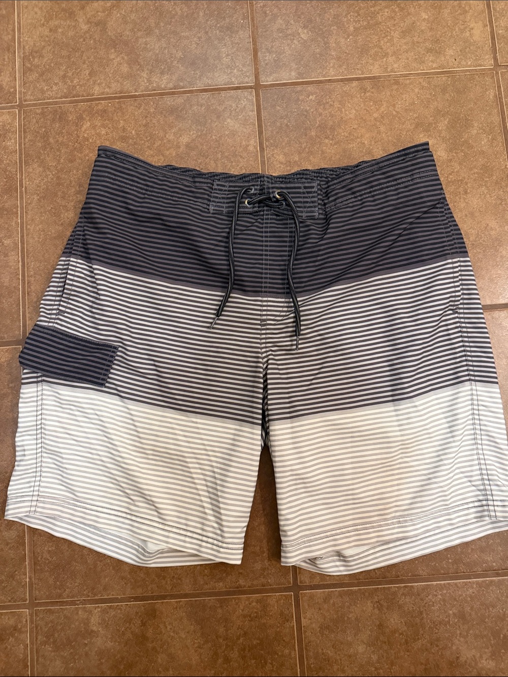 George Navy and White Striped Swim Board Shorts
